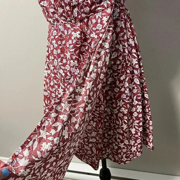 Madewell Flutter Sleeve Wrap Mini Dress Batik Vines - Picture 6 of 11